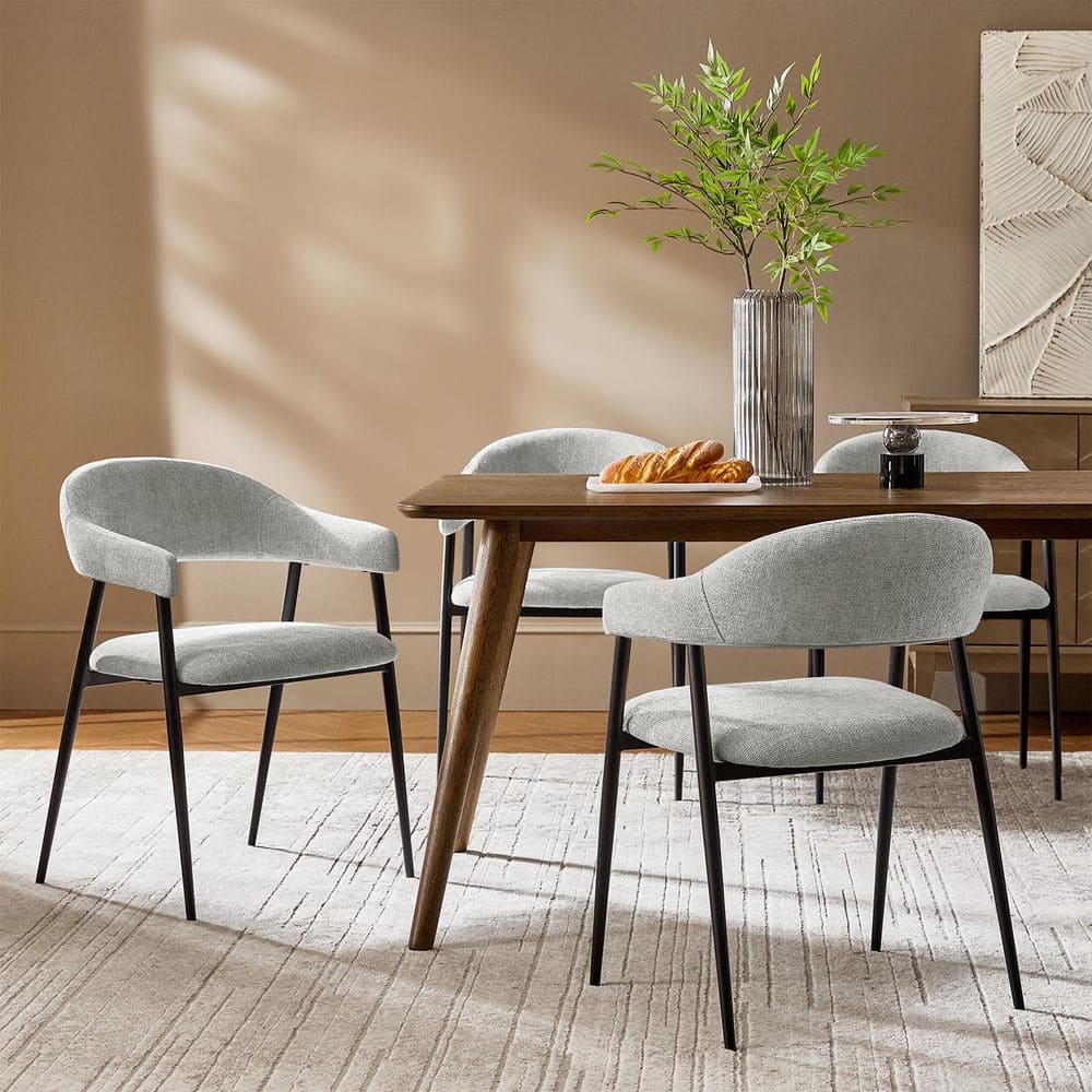 JAYDEN CREATION Andres Grey Polyester Modern Dinning Chair (Set of