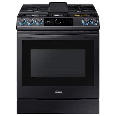 30 in. 6 cu. ft. Slide-In Gas Range with Smart Dial and Air Fry in Fingerprint Resistant Black Stainless Steel