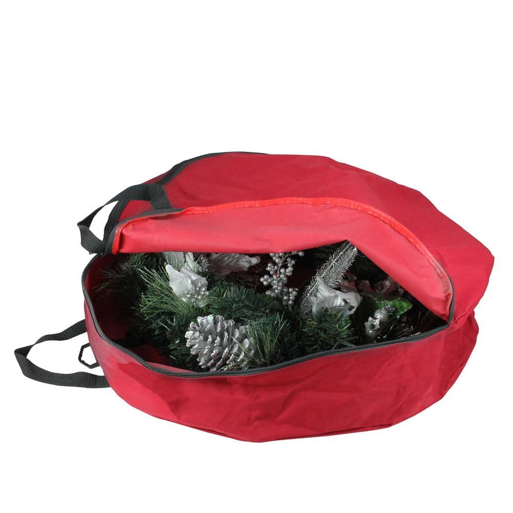 Large Xmas Wreath Storage Bag For 36 Inch Wreaths Heavy Duty Zipper With Handles