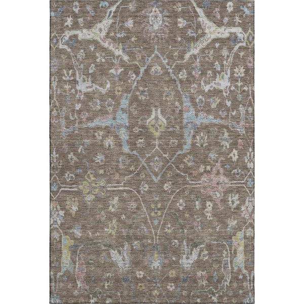 Mayfield Premium Machine Washable Abstract AMF2233 Brown 10 ft. x 14 ft. Area Rug