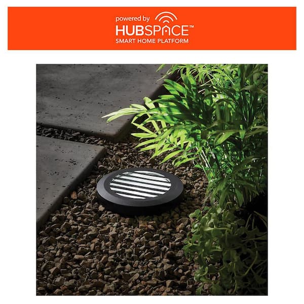 Low Voltage 500 Lumen Black Hardwired Color Changing Integrated LED InGround Well Light Powered by Hubspace