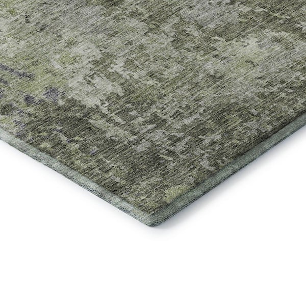 Mayfield Premium Machine Washable Abstract AMF1162 Green 3 ft. x 5 ft. Area Rug