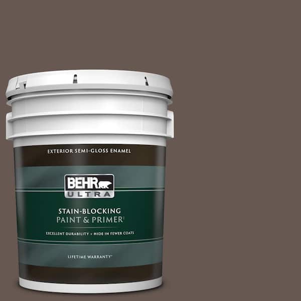BEHR ULTRA 5 gal. Home Decorators Collection #HDC-FL14-10 Pine Cone Brown Semi-Gloss Enamel Exterior Paint & Primer