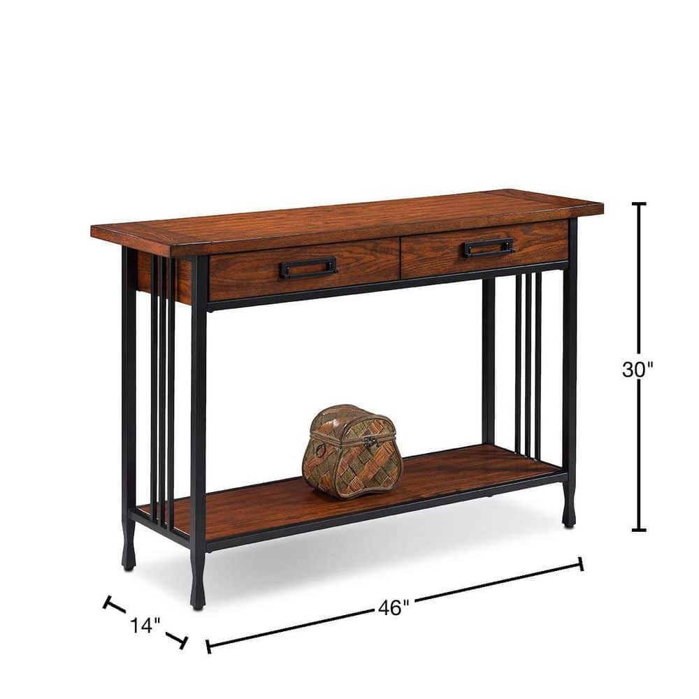 Ironcraft Mission Oak and Black Wood Sofa Table with Storage