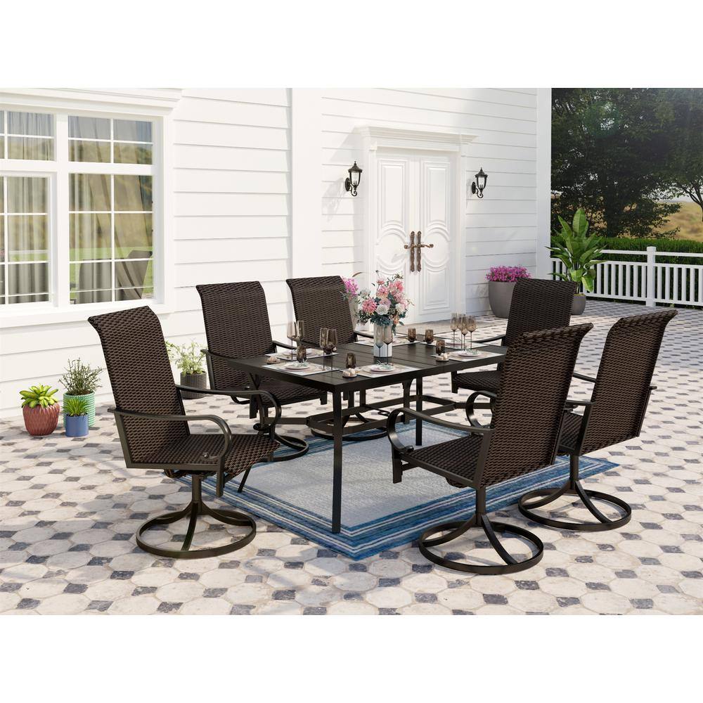 7 piece patio set with swivel chairs