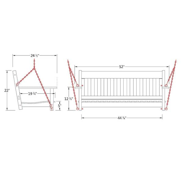 thames white wood porch swing