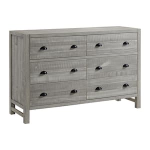 Windsor 6-Drawer Gray Double Dresser Driftwood (36 in. H x 56 in. W x 18 in. D)