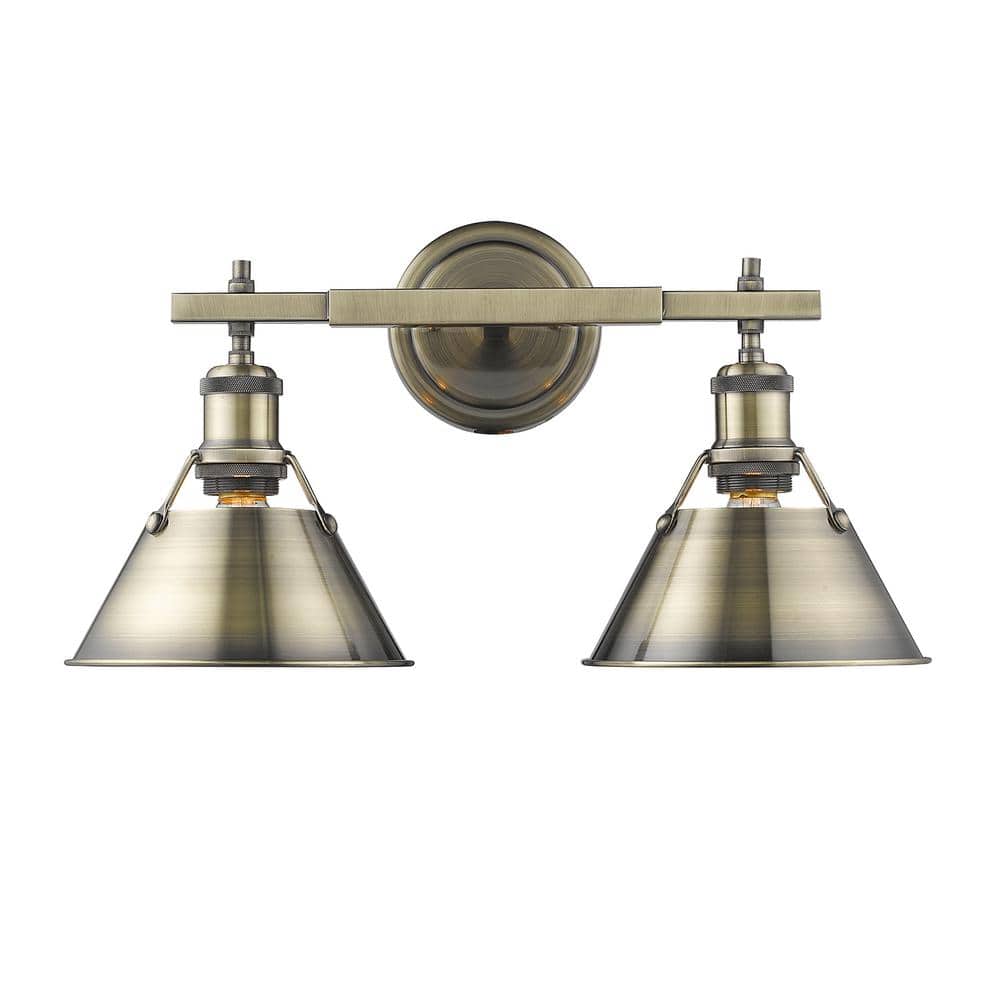 Orwell AB 2-Light Aged Brass Bath Light with Aged Brass Shade price history on PriceWatchPro