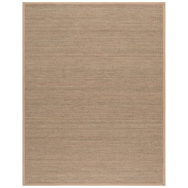 Natural Fiber 9 ft. x 12 ft. Natural/Beige Abstract Solid Border Area Rug