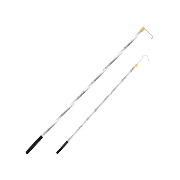 74 in. Adjustable Heavy-Duty Truck Bed Grabber Reach Retriever Tool with Two Long Hooks and Foam Handle for Pickup