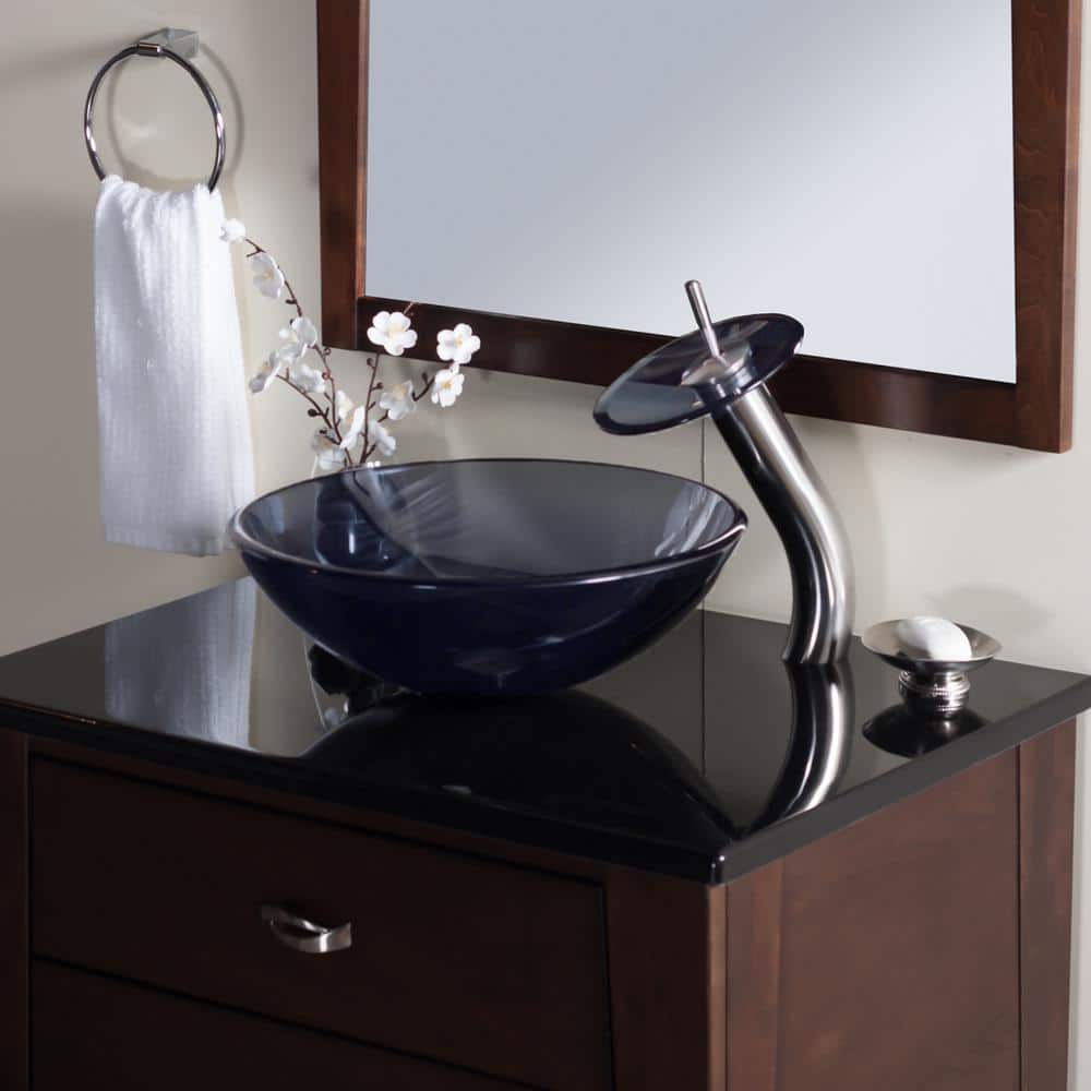 12-Inch Clear Grey Tempered Glass Vessel Sink