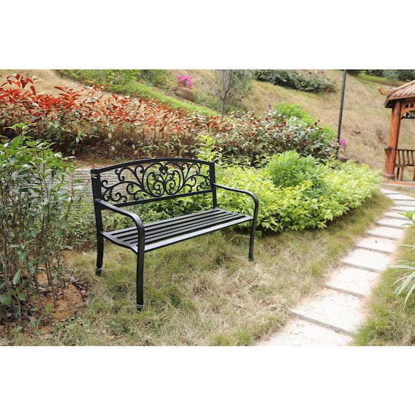 powder coated steel garden bench