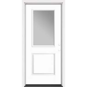 Performance Door System 36 in. x 80 in. 1/2 Lite Clear Left-Hand Inswing White Smooth Fiberglass Prehung Front Door