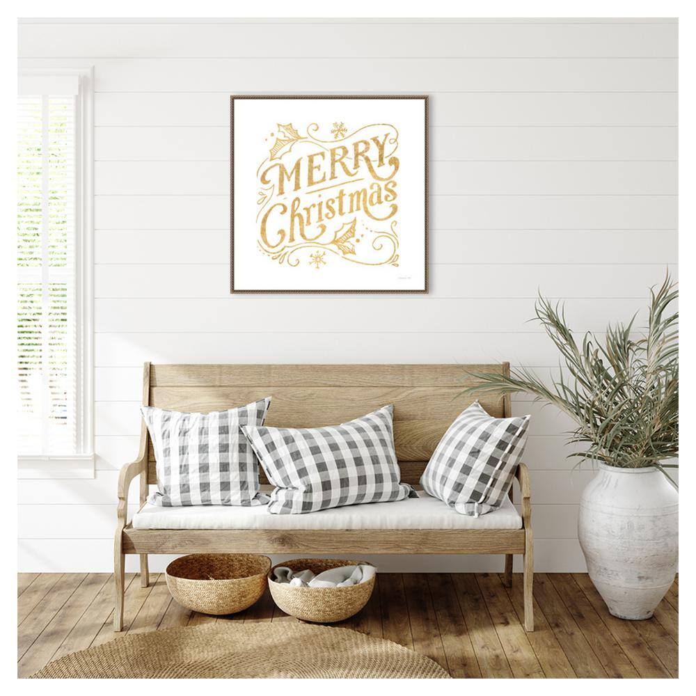 30" White and Bright Christmas IV Canvas Print with Bronze Frame