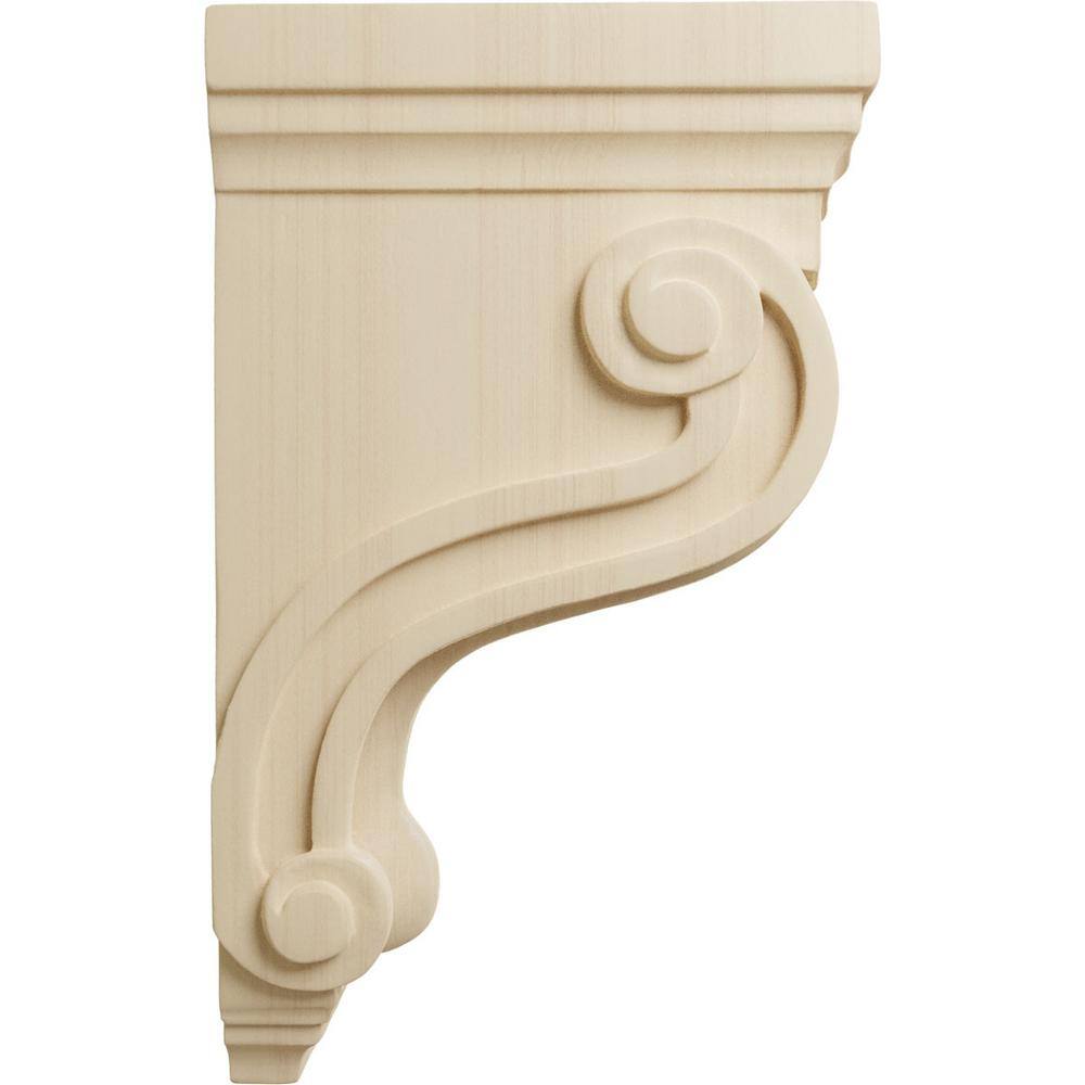 Boston Traditional Scroll Rubberwood Corbel, 10.5" Height