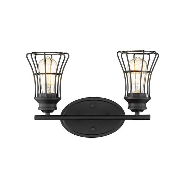 Piers 15-3/4 in. 2-Light Matte Black Vanity Light