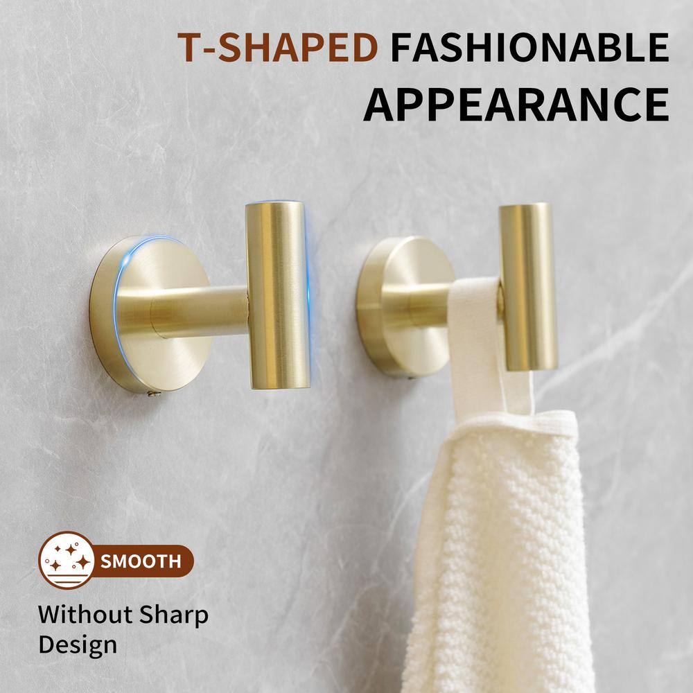 Brushed Gold Stainless Steel Wall Mounted J-Hook Set