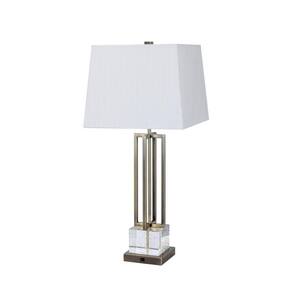 30 in. Crystal and Antique Brass Metal Table Lamp with LED Night Light