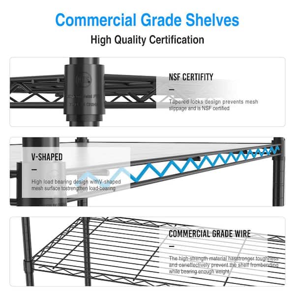 Tahanbath 5 Tier Shelf Wire Shelving Unit-5T-1636-B-LKJ, 72H in