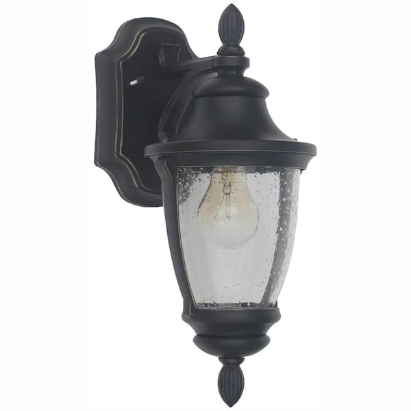 Home Decorators Collection Wilkerson 20.88 in. 1-Light Black Outdoor Wall Lantern Sconce