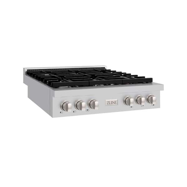 Paramount 36 in. 6-Burner Porcelain Cooktop in Stainless Steel