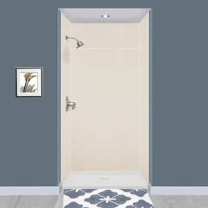 Expressions 36 in. x 48 in. x 96 in. 4-Piece Easy Up Adhesive Alcove Shower Wall Surround in Cameo