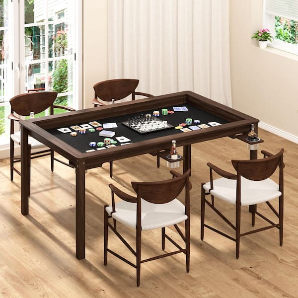 63 in. W 4-6-Player Wood Poker Table with Removable Top and Cup and Card Holders