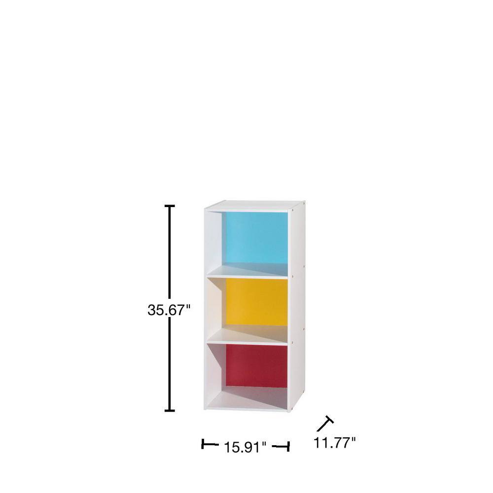 White Wood Kids Bookcase with Doors and Cubes