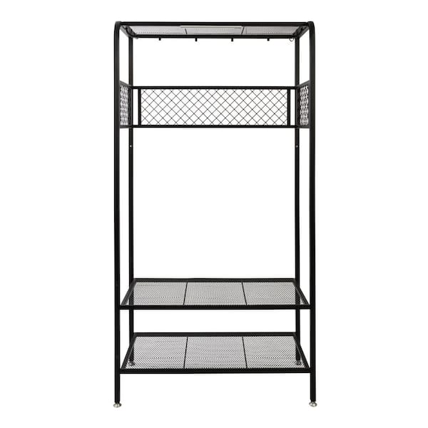 Honey-Can-Do HCD 38 in. W x 72 in. H x 18 in. D 2-Shelf Steel Freestanding Cabinet in Black