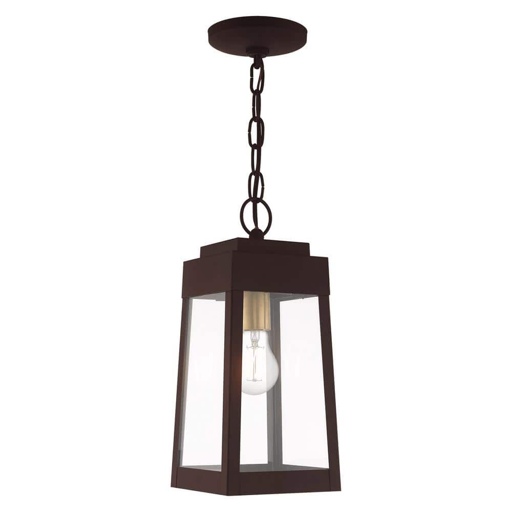 Oslo Clear Glass and Bronze 1-Light Outdoor Pendant