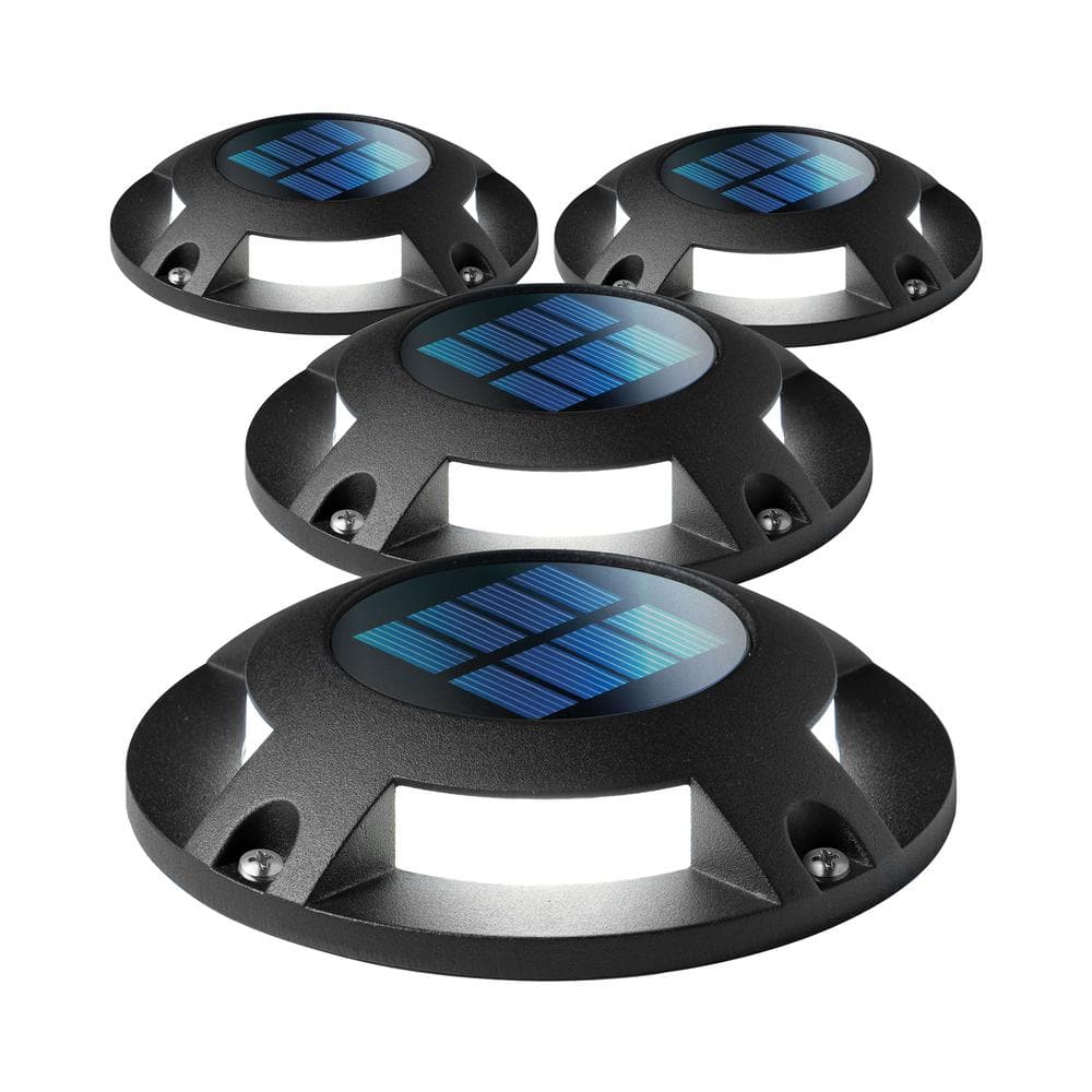Home Zone Security 20-Lumens 17.13 in Black Integrated LED Solar Deck Rail Light (4-Pack)