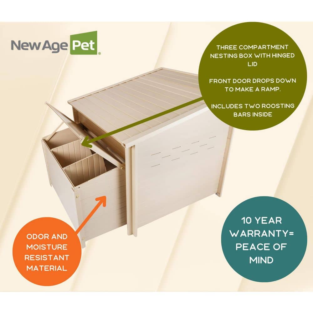 Jumbo Tan Eco-Friendly Chicken Barn with Nesting Box