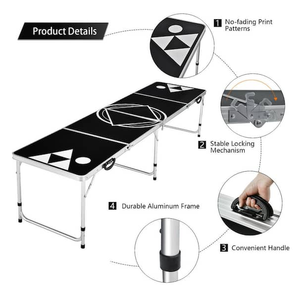 Cisvio 8 ft. Portable Beer Pong Table, Foldable Party Pong Tailgate Table,  Party Drinking Game Table for Outdoor and Indoor D0102HEB8SY - The Home  Depot