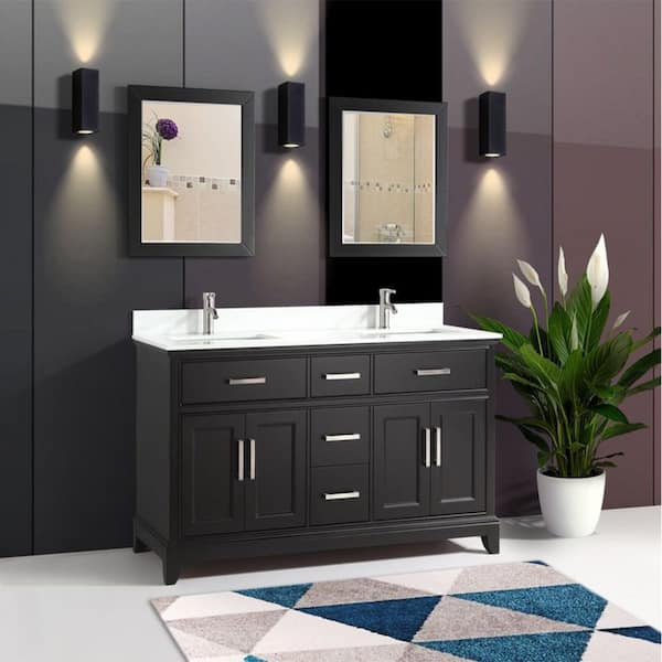 Vanity Art 24 Inch Single Sink Bathroom Vanity Compact Set 2 Large Folding  Doors 1 Shelf 2 Dove-Tailed Drawers Ceramic Top Bathroom Cabinet with Free  Mirror VA3024B 