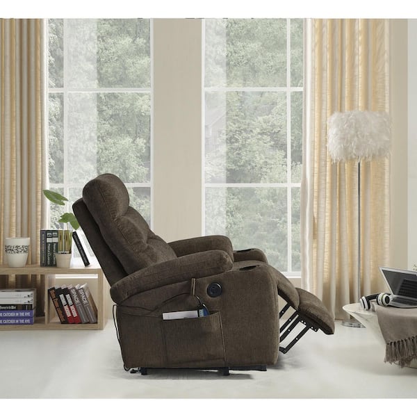 42 Wide Extra Large Microfiber Power Reclining Heated Massage Chair Latitude Run Fabric: Brown Faux Leather