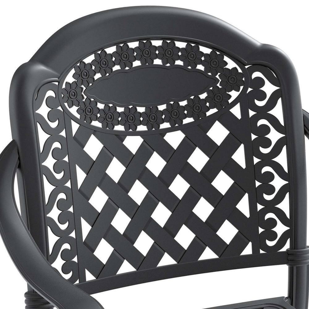 Black Cast Aluminum Outdoor Dining Armchairs with Cushions (6-Pack)