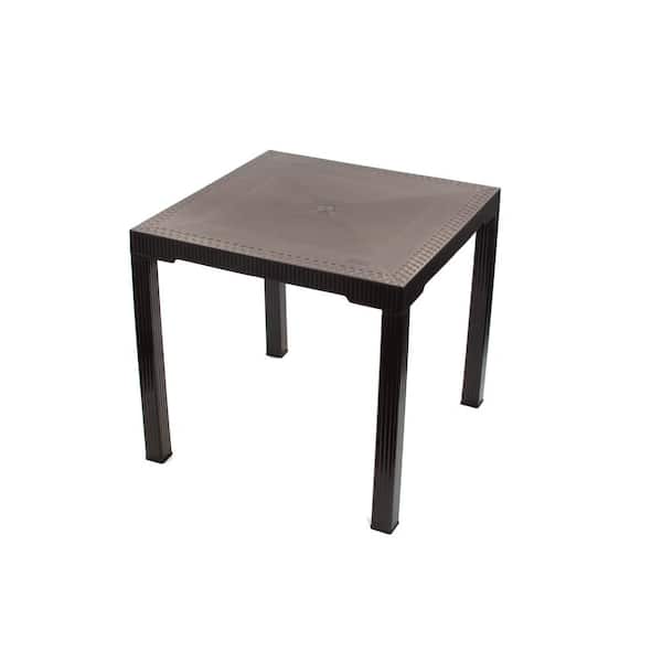 Inval 31.5 in. Square Plastic Outdoor Patio Dining Table in Espresso Color