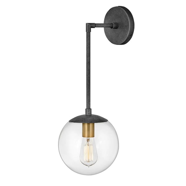 HINKLEY Warby 8.0 in. 1-Light Aged Zinc Black Wall Sconce