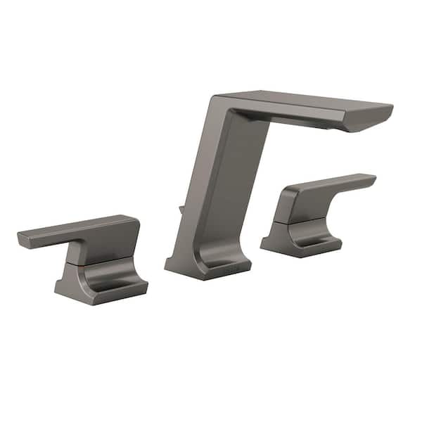 Delta Pivotal 8 in. Widespread Double-Handle Bathroom Faucet in Lumicoat Black Stainless