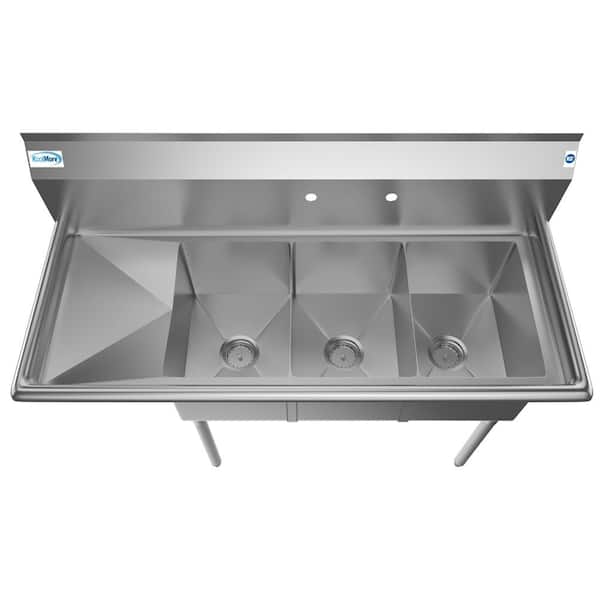 Koolmore 51 in. Freestanding Stainless Steel 3 Compartments