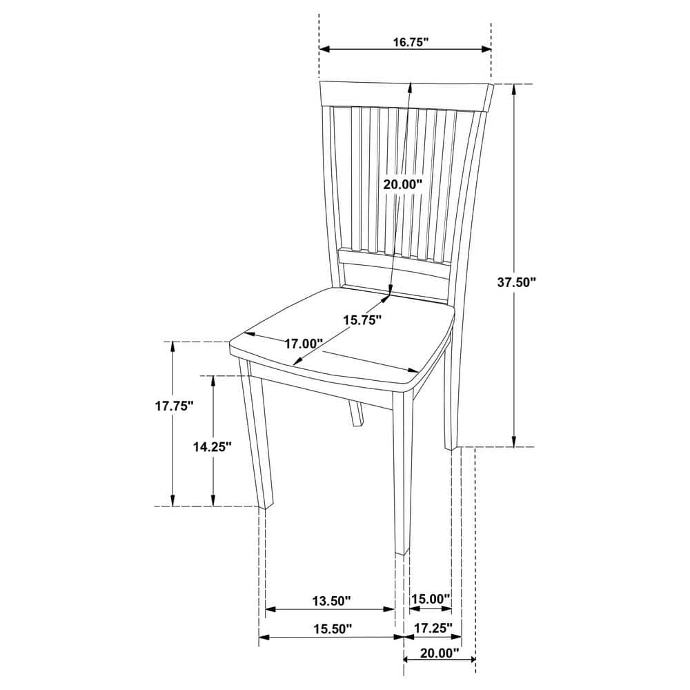 Classic Cappuccino 5-Piece Rectangular Dining Set with Slat Back Chairs