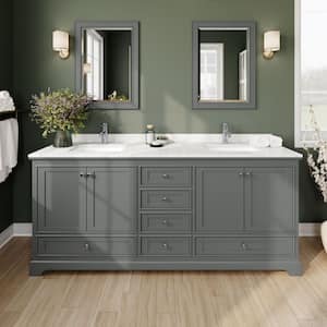 Deborah 80 in. W x 22 in. D x 35 in. H Double Bath Vanity in Dark Gray with Carrara Cultured Marble Top