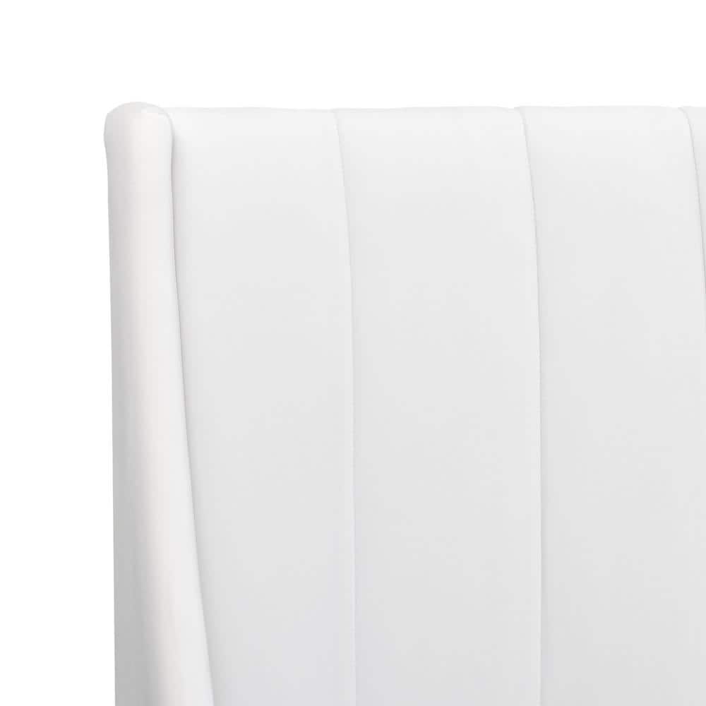 Aspen Cloud White Velvet King Platform Bed with Tufted Headboard