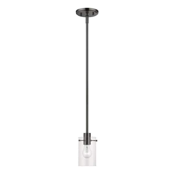 AVIANCE LIGHTING Alexander 1-Light Black Chrome Mini Pendant with Clear Glass