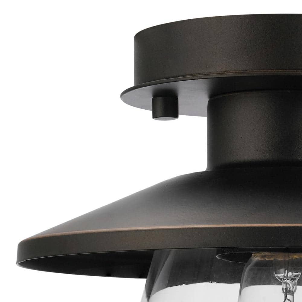 Vintage Globe 8'' Bronze Semi-Flush Ceiling Light with Clear Glass