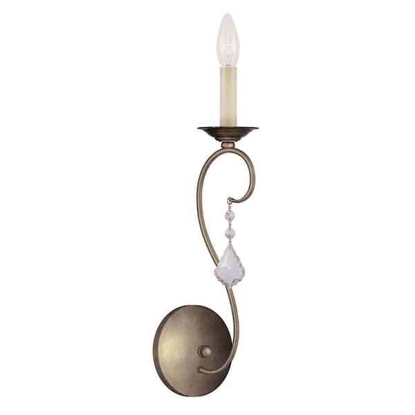 Livex Lighting Providence 1-Light Antique Silver Leaf Incandescent Wall Sconce