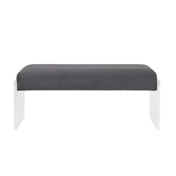 Acme Furniture Marah Charcoal and Clear Acrylic Bench