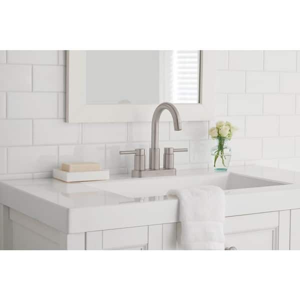 Dorind 4 in. Centerset 2-Handle High-Arc Bathroom Faucet in Brushed Nickel