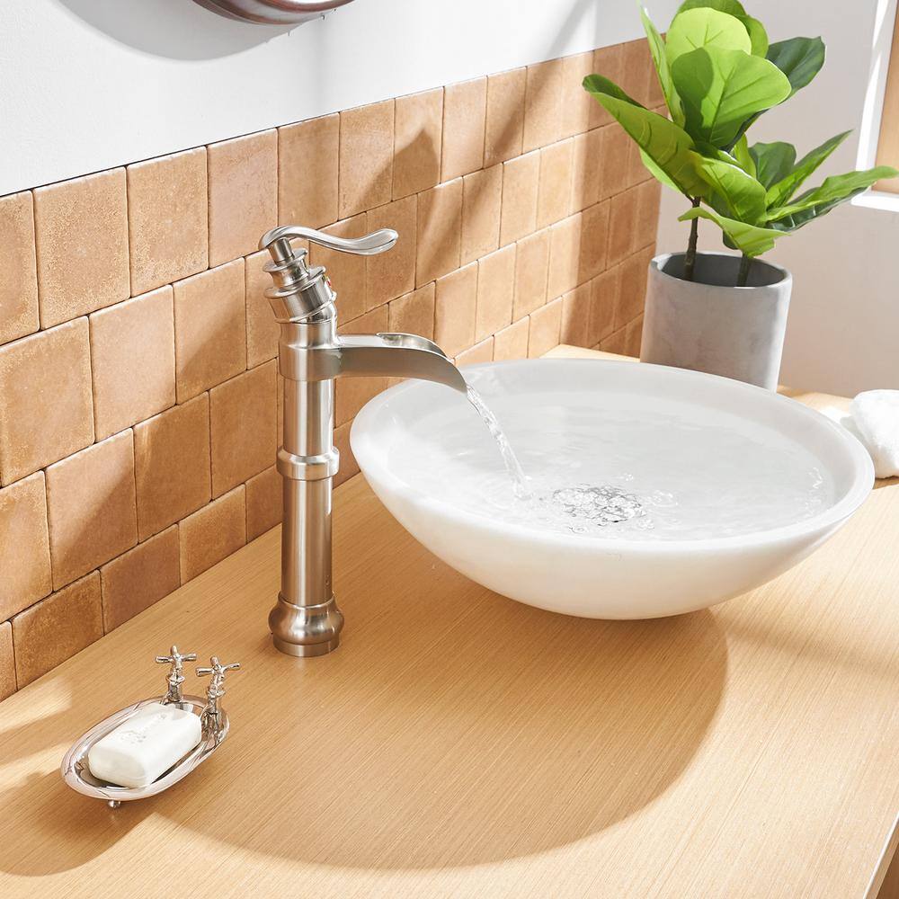 Brushed Nickel Single-Handle Waterfall Vessel Bathroom Faucet