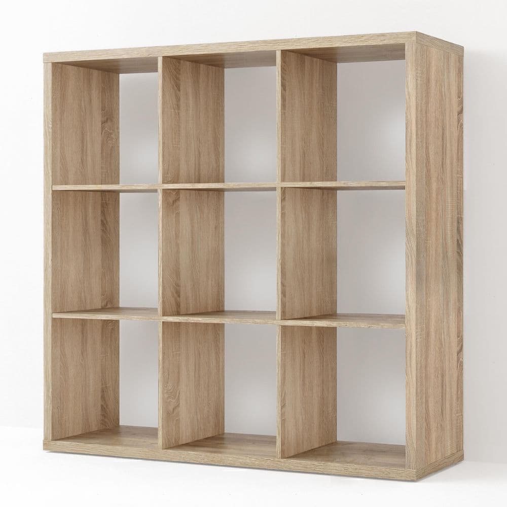 CAPHAUS 43 in. H x 43 in. W x 14.6 in. D Natural Oak 9-Cube